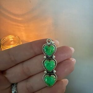 Sterling Silver and Green Heart Pendant